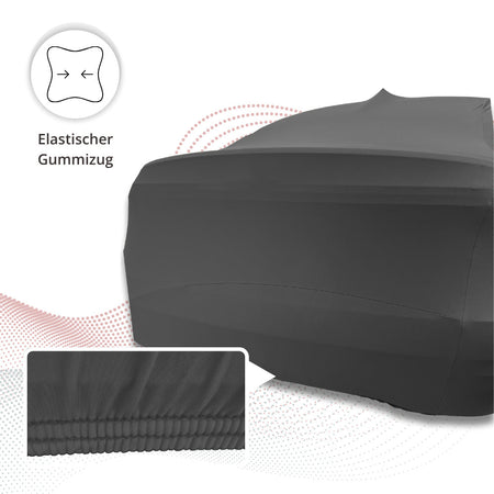 Elastischer Gummizug der schwarzen Perfect Stretch Autoabdeckung für sicheren Halt am Fahrzeug