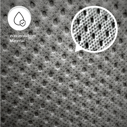 Wasserdichtes Material der Deichselabdeckung Maxi in Detailaufnahme