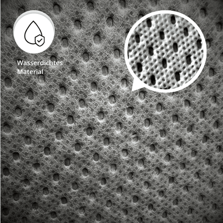 Wasserdichtes Material der Deichselabdeckung Plus in Detailaufnahme
